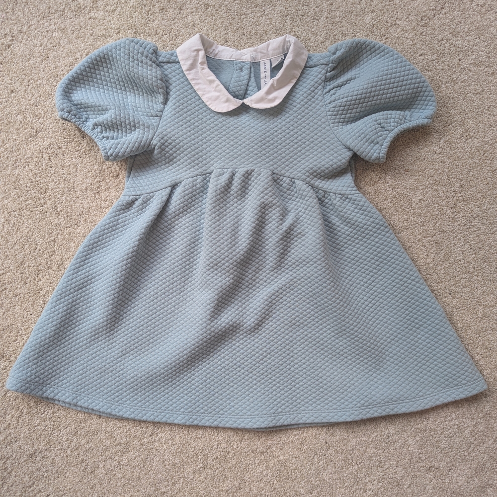 Janie and Jack Textured Blue Dress with White Collar